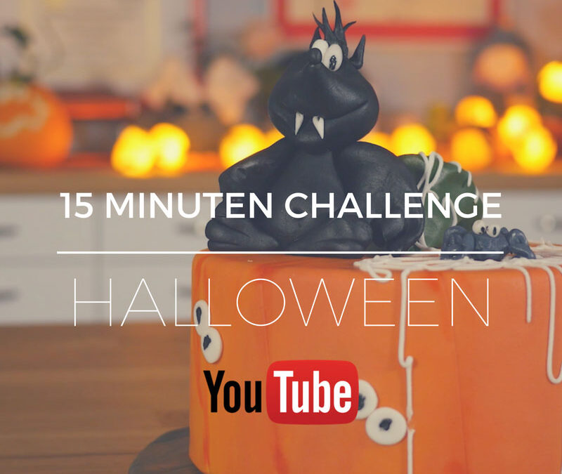 15 Minuten Challenge - Halloween - Kürbistorte mit Fledermaus, Spinne im Netz und Geisteraugen