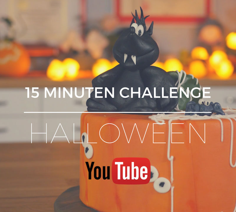 15 Minuten Challenge - Halloween - Kürbistorte mit Fledermaus, Spinne im Netz und Geisteraugen