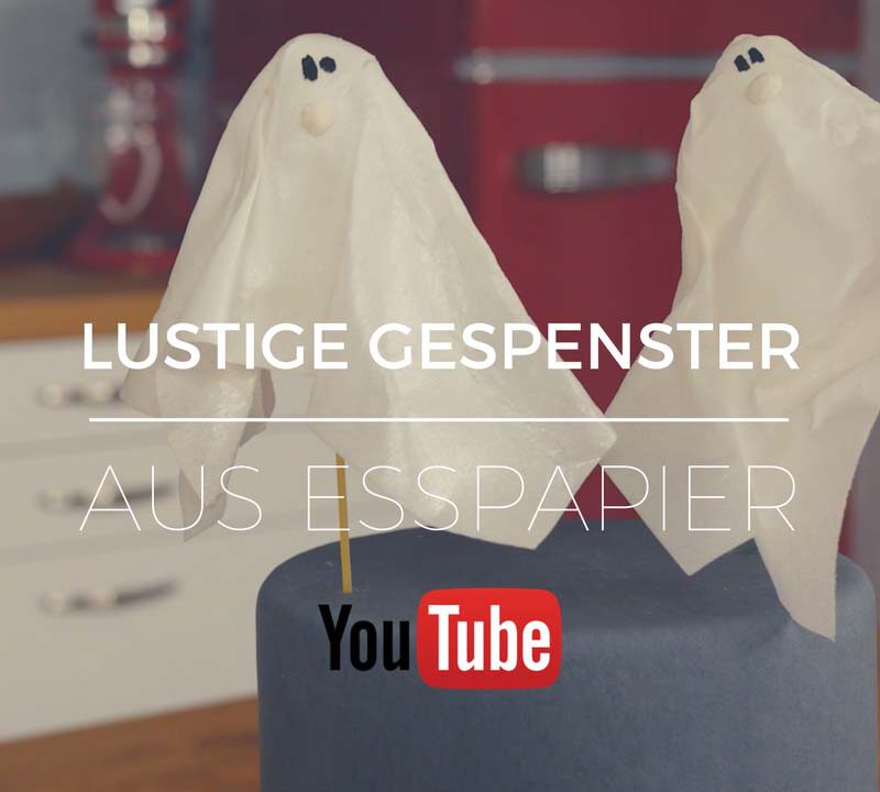 Lustige Gespenster aus Esspapier - Halloween Deko für Torten und Cupcakes